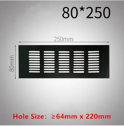 80MM X 250MM Алюминиевый сплав прямоугольная вентиляционная решетка вентиляционная крышка шкаф для обуви шкаф сетка отверстие жалюзи вентиляционное отверстие домашний декор крышка - Цвет: 80MM X 250MM