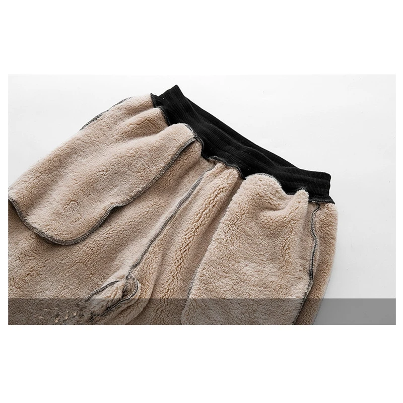 

Winter Men's Fleece Cashmere Velvet Thicken Pants Male Warm Trousers Joggers Sweatpants Male Elastic Waist Loose Long Trousers