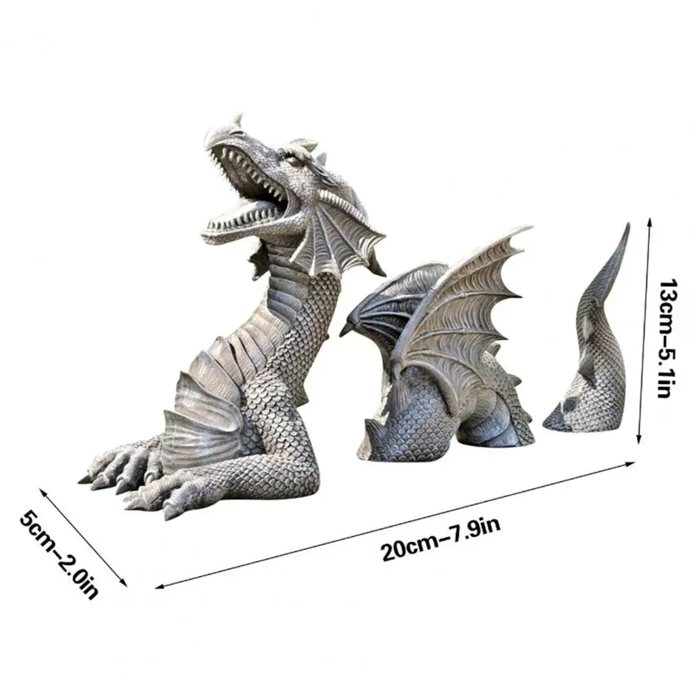 

1 Set Dragon Statue Traditional Oriental Elegance Resin Miniature Dragon Figurine for Garden