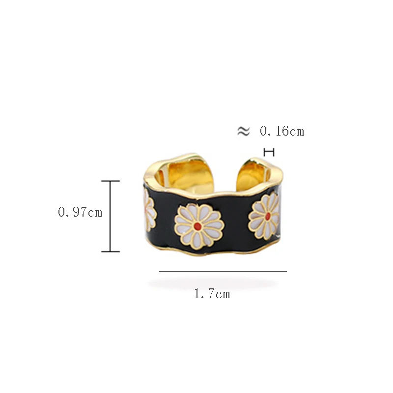 

2020 New Vintage Colorful Enamel Daisy Opening Finger Ring Irregular Geometric Joint Ring for Women Girl Party Jewelry Gifts