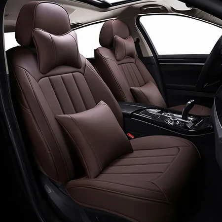 Coffee Deluxe Пользовательские кожаные чехлы для автомобильных сидений для Toyota EZ Reiz Mark X Crown Vios aygo cargo venza автомобильные чехлы для сидений - Название цвета: Coffee Deluxe