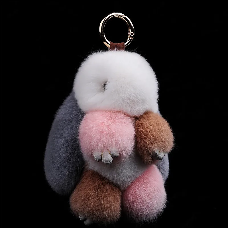 Fur bunny keychain Pendant Rex Rabbit's Hair Bag Automobile 