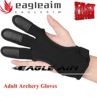 3 finger gloves leather guard safety adult archery gloves curved bow cowhide protective gloves for archery m lxl shooting part
