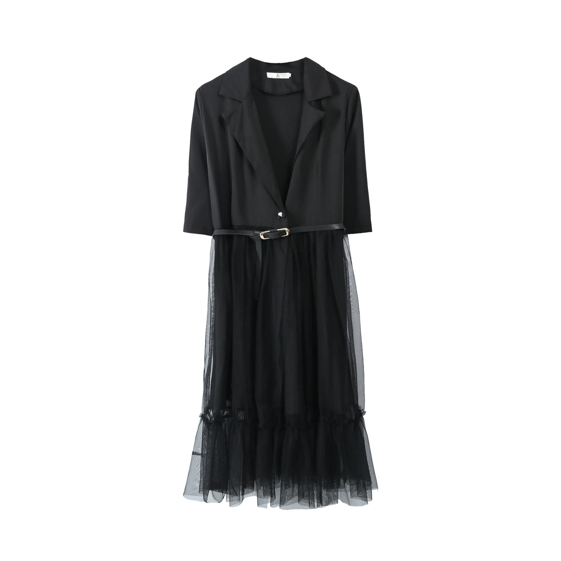 Новинка 2019 корейский стиль большой размер женский костюм воротник кружевное