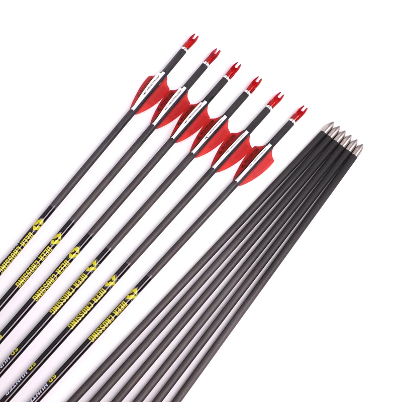 Стрелы из чистого карбона для стрельбы лука 31 дюйм 12 шт. 350 400 500 600 700 800 900 ID 4 2 мм|Лук
