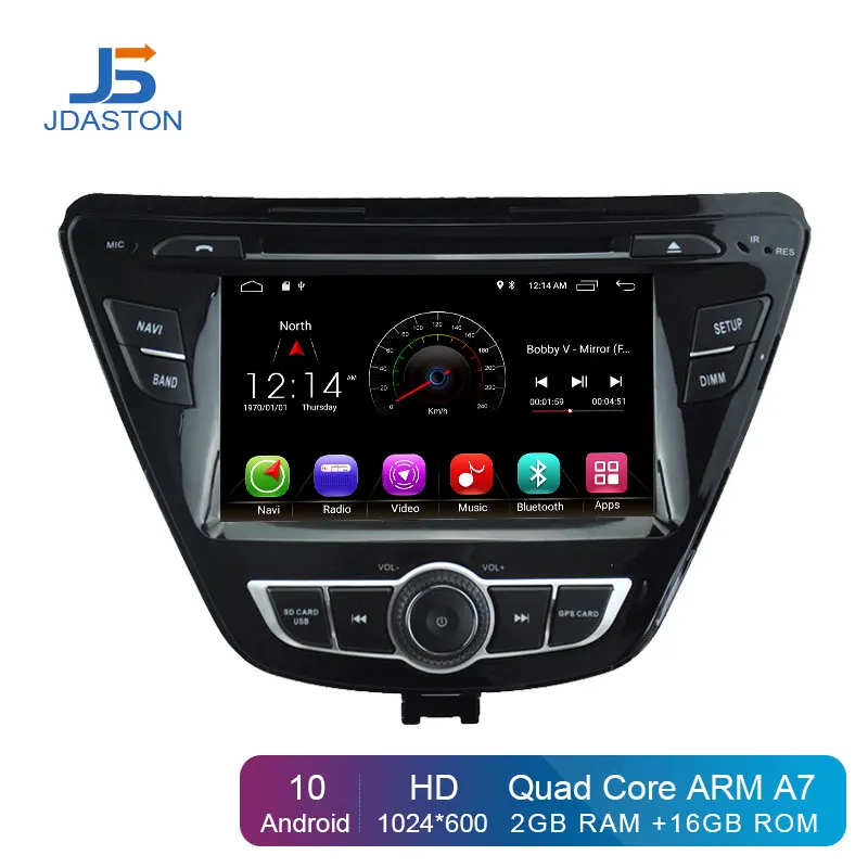 JDASTON Android 10 Автомобильный DVD плеер для Hyundai ELANTRA 2013 2014 2015 Мультимедиа GPS навигация 2Din