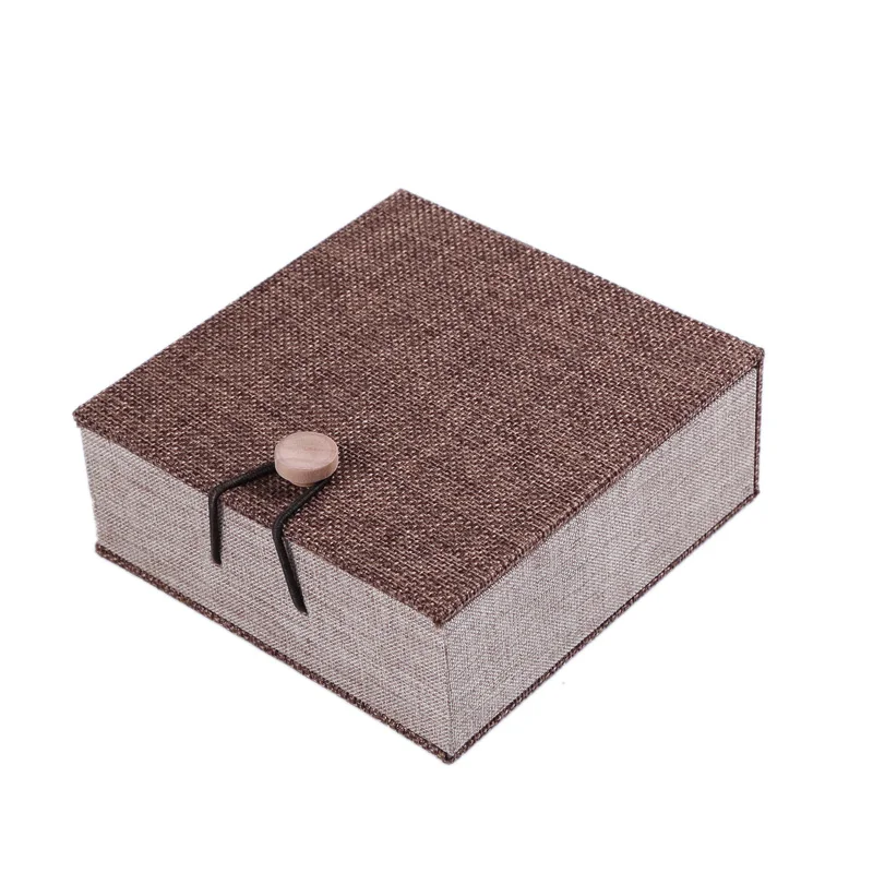 4 шт. льняная шкатулка Органайзер из мешковины деревянная Пряжка Подвеска