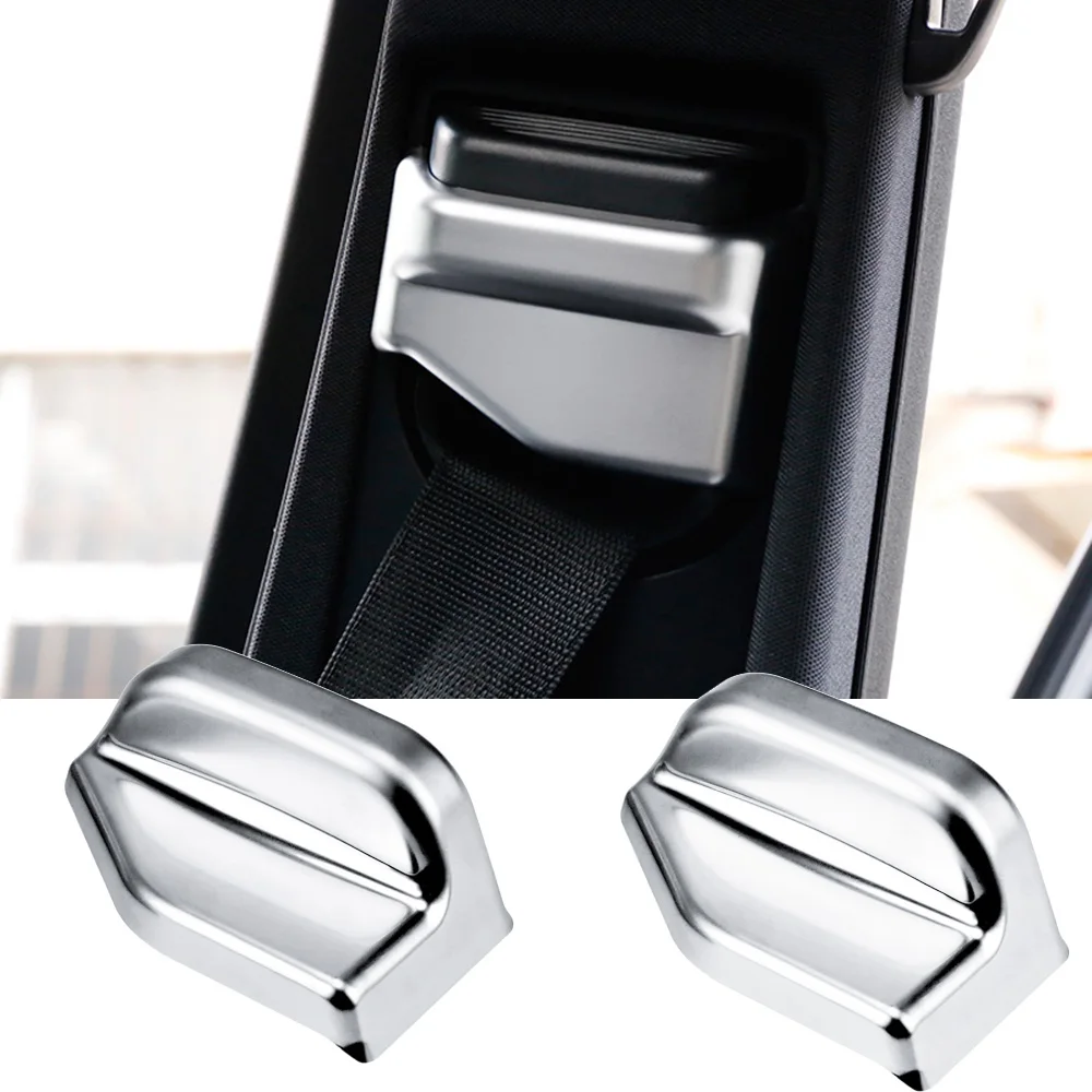 

2pcs Car Safety Seat Belt Buckle Cover Car Styling For Mercedes Benz GLC Auto Seat Belt Trim Sticker Matte Silver Accessories