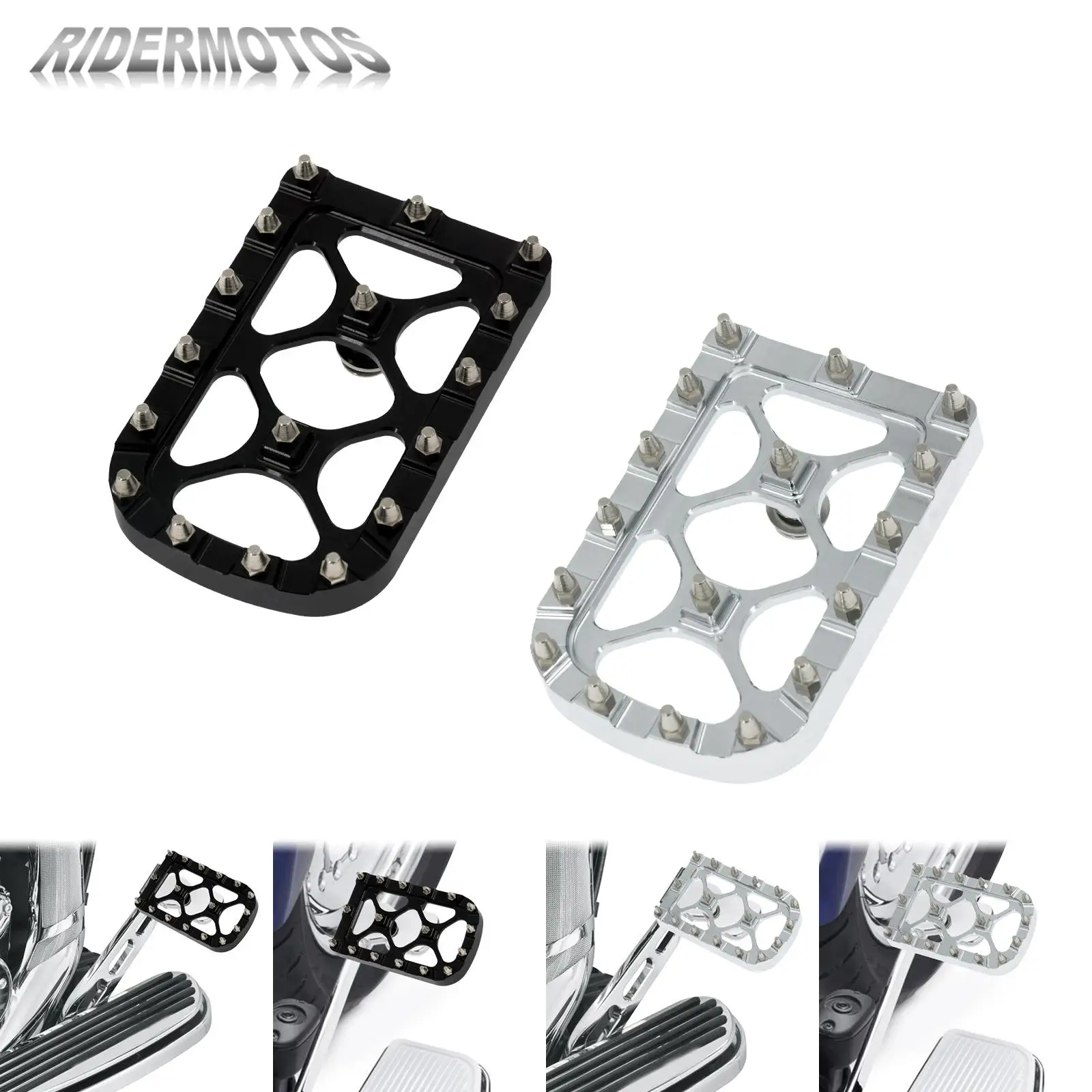 

Большая накладка на педаль тормоза для мотоцикла с ЧПУ, черная/хромированная Накладка для Harley Softail Fat Boy Deluxe FLSTN Dyna FLD Touring Road King FLHR