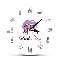beauty shop nail spa studio custom wall clock pedicure salon tools artwork personalized manicure name silent quartz wall clock