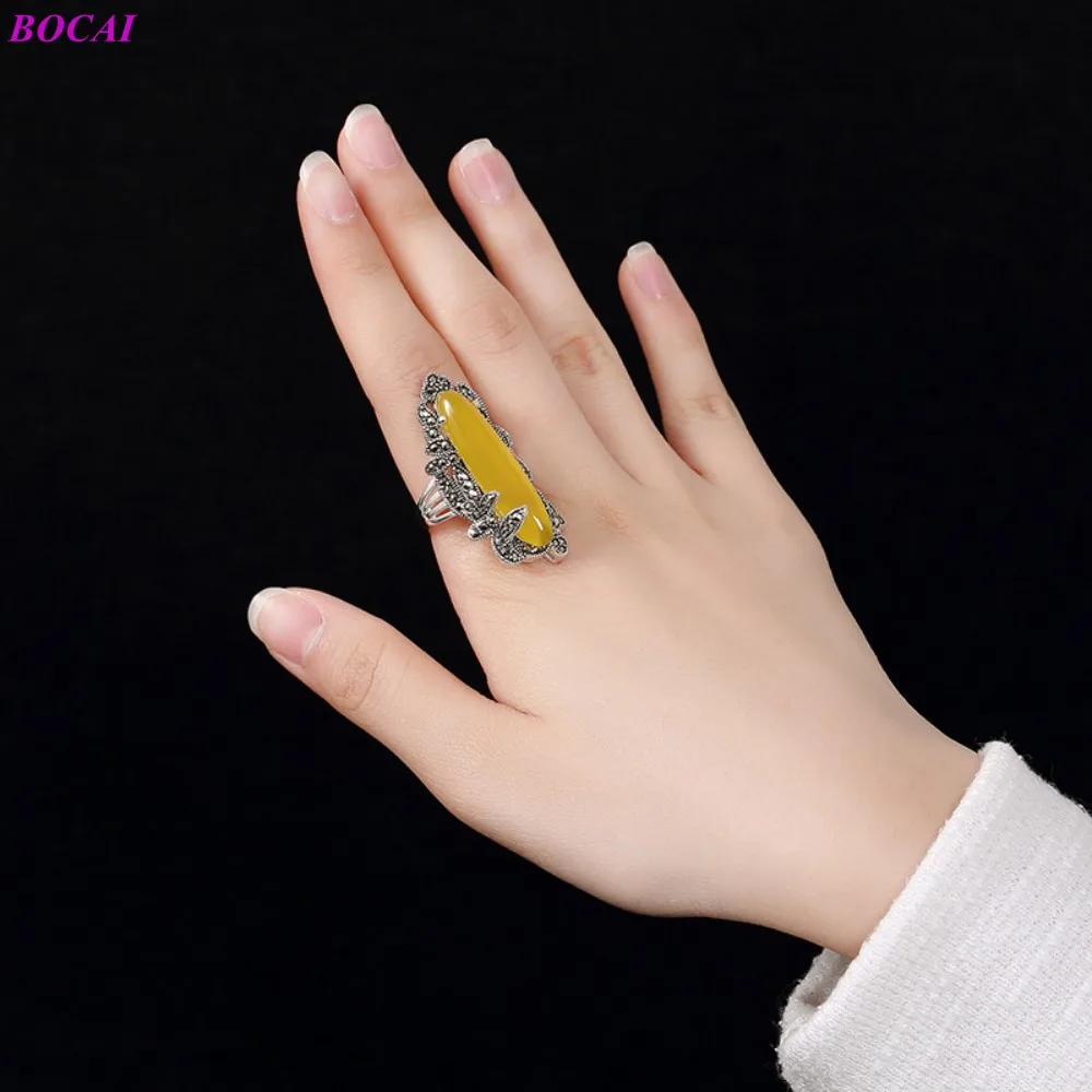 Женские открытые кольца из тайского стерлингового серебра S925 пробы с гранатом