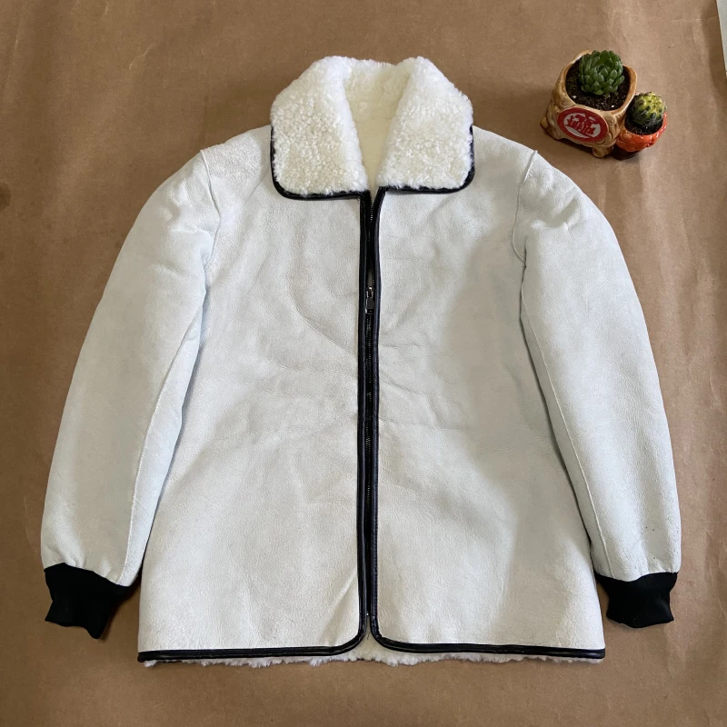 

Sheep Leather Wool Men's Autumn Winter Warm Jacket Long Sleeve Liner C45