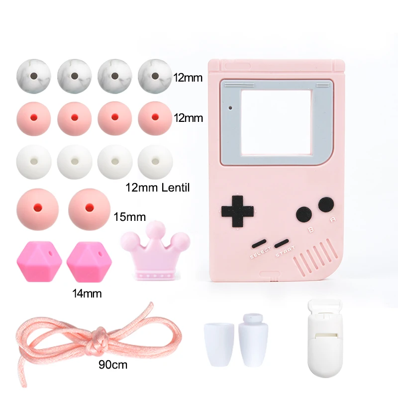 gameboy 3 LOFCA, детский силиконовый прорезыватель, сделай сам, енот, коала, детский прорезыватель, ожерелье, игрушка, мультфильм, соска, цепь, зажим, пищевые Силиконовые Бусины - Окраска металла: gameboy 3