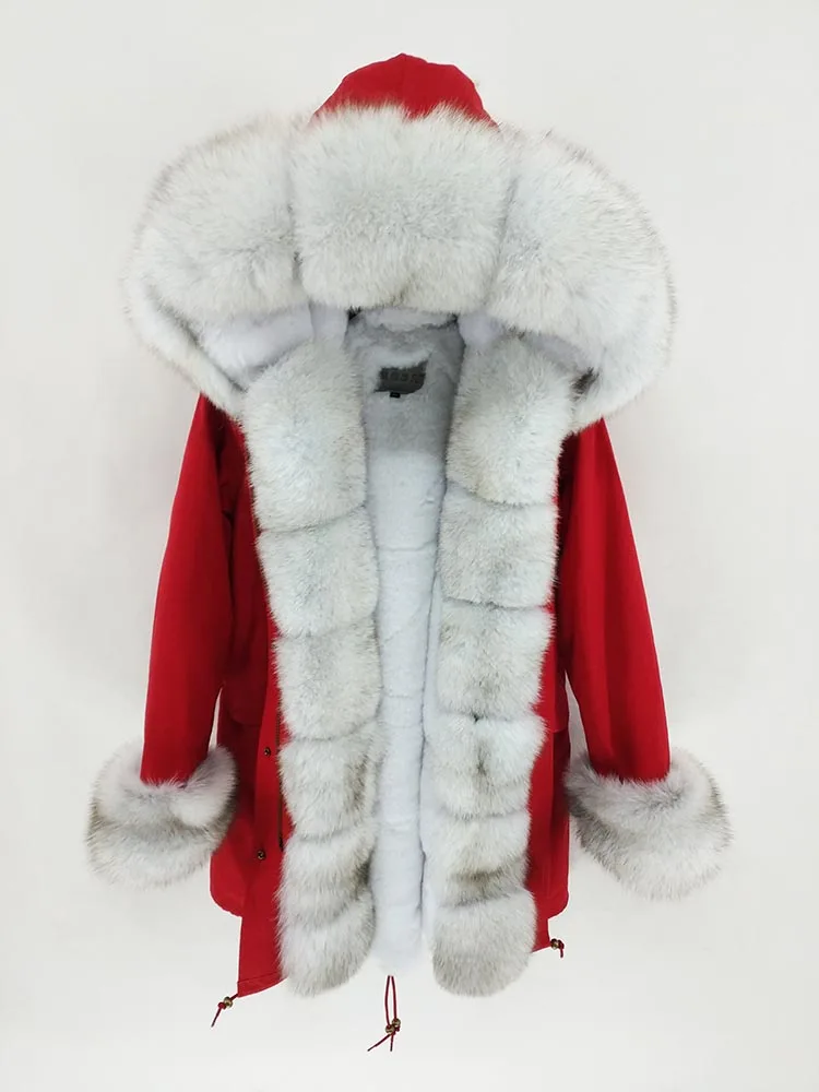 blue fox fur 10 S-7XL, новая зимняя куртка, Женское пальто из натурального меха, длинная парка с воротником из натурального Лисьего меха, верхняя одежда с отстегивающимся мехом - Цвет: blue fox fur 10