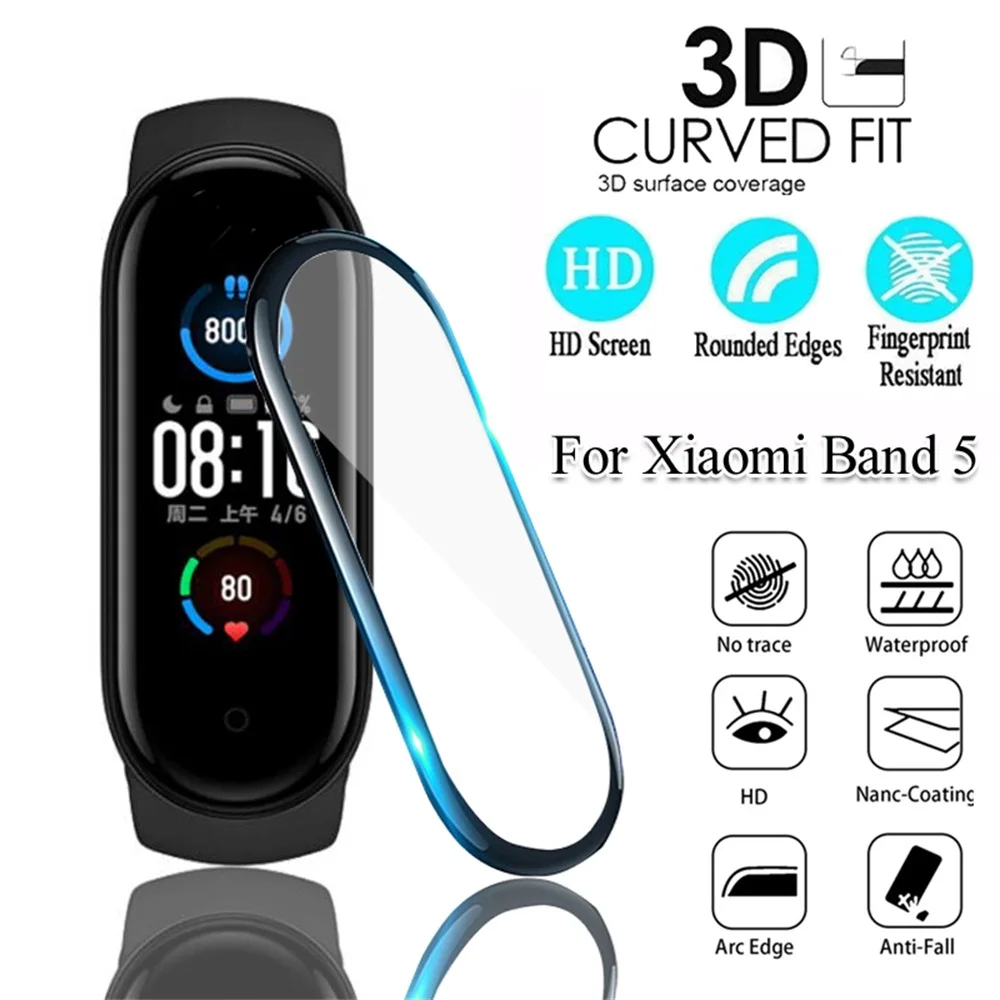 Защита экрана часов 3D изогнутая для xiaoMi mi band 4 miband 5 Черная защитная пленка смарт