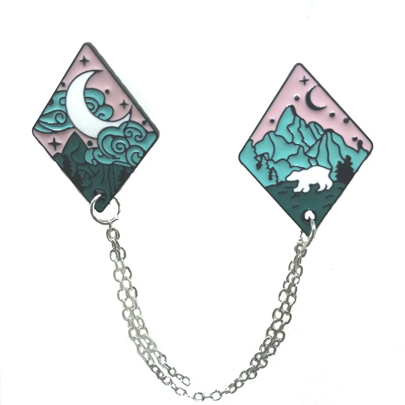 Милые Броши с космическим кораблем полярный медведь для женщин забавная луна