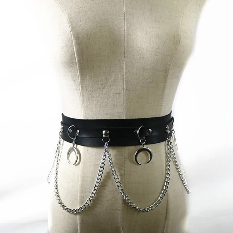 Женский ремень из искусственной кожи в готическом стиле с металлической