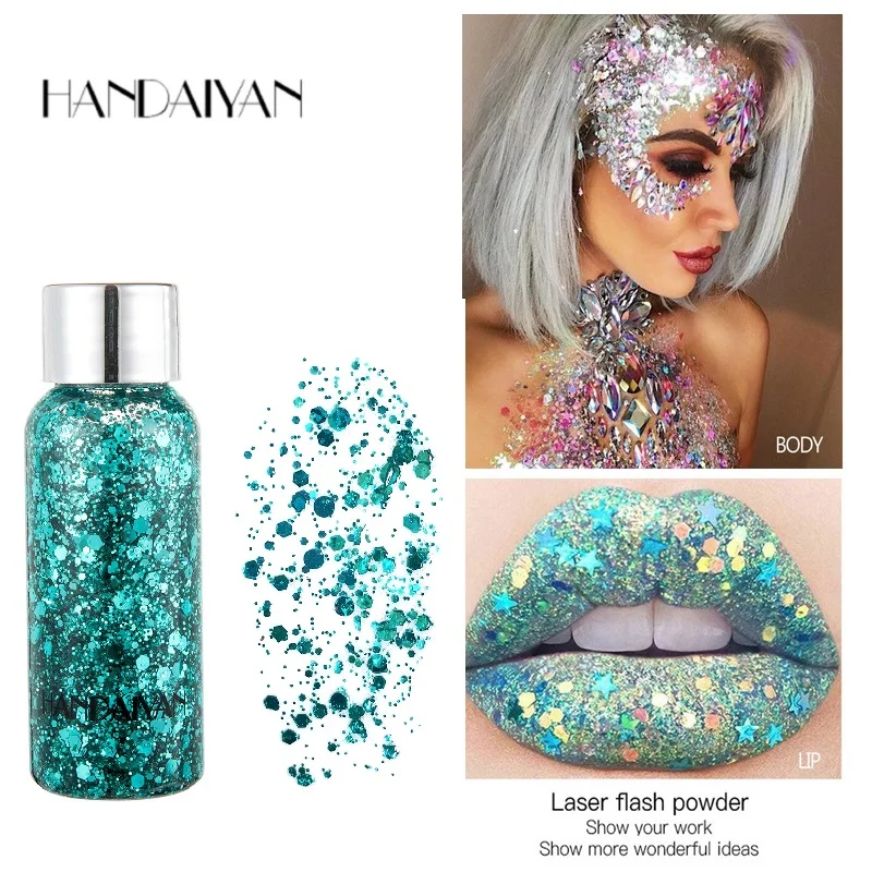 Блестящий гель тени для век крем ногтей волос тела лица блестящий искусство флэш