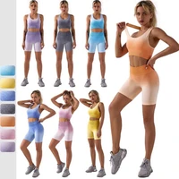 2 piece sport suit tie dye yoga set sport outfit for woman seamless shorts set gym clothing sports brashorts womens tracksuit