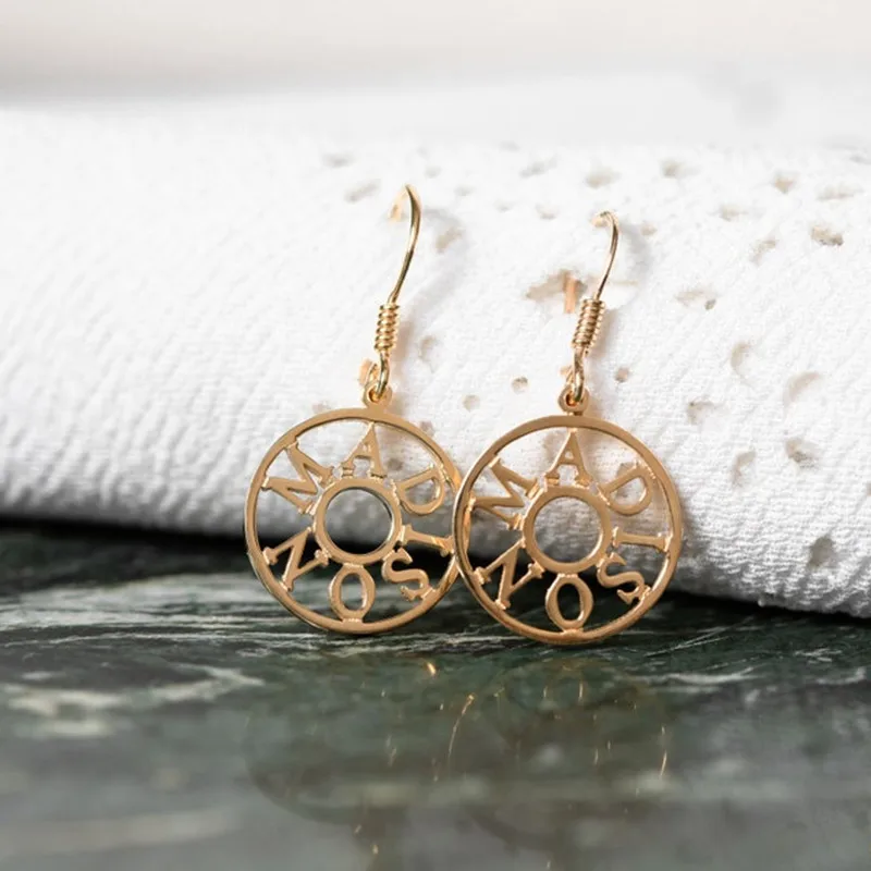 

Custom Name Earrings Personalized Stainless Steel Gold Nameplate Earrings Customized Double Circle Round Jewelry Gift For Women