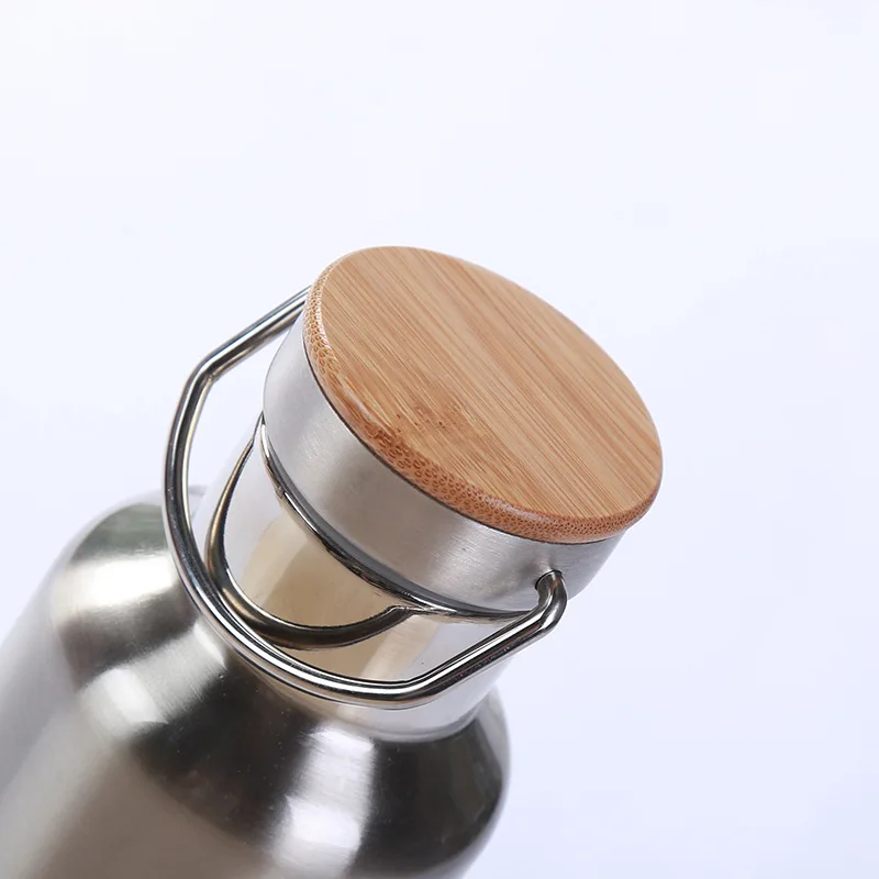 with Bamboo Top Lid Полностью 18/8 термос из нержавеющей стали Вакуумная фляжка Изолированная бутылка для воды для путешествий кружка чашка для кофе чай - Цвет: with Bamboo Top Lid