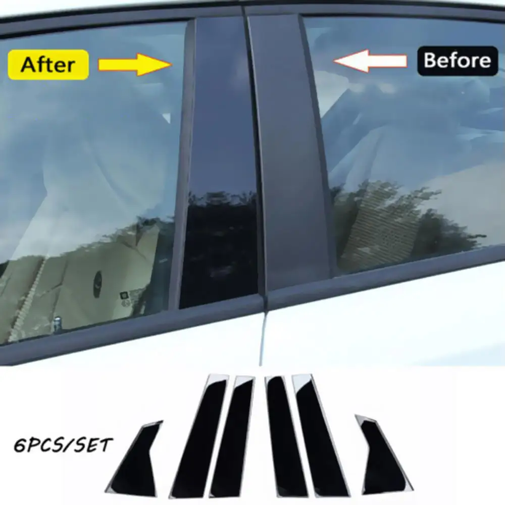 

6pcs Black Mirror Effect Car Window Pillar Posts Cover Trim For Honda Civic Sedan 2016 2017 2018 Middle BC Column Car Sticker