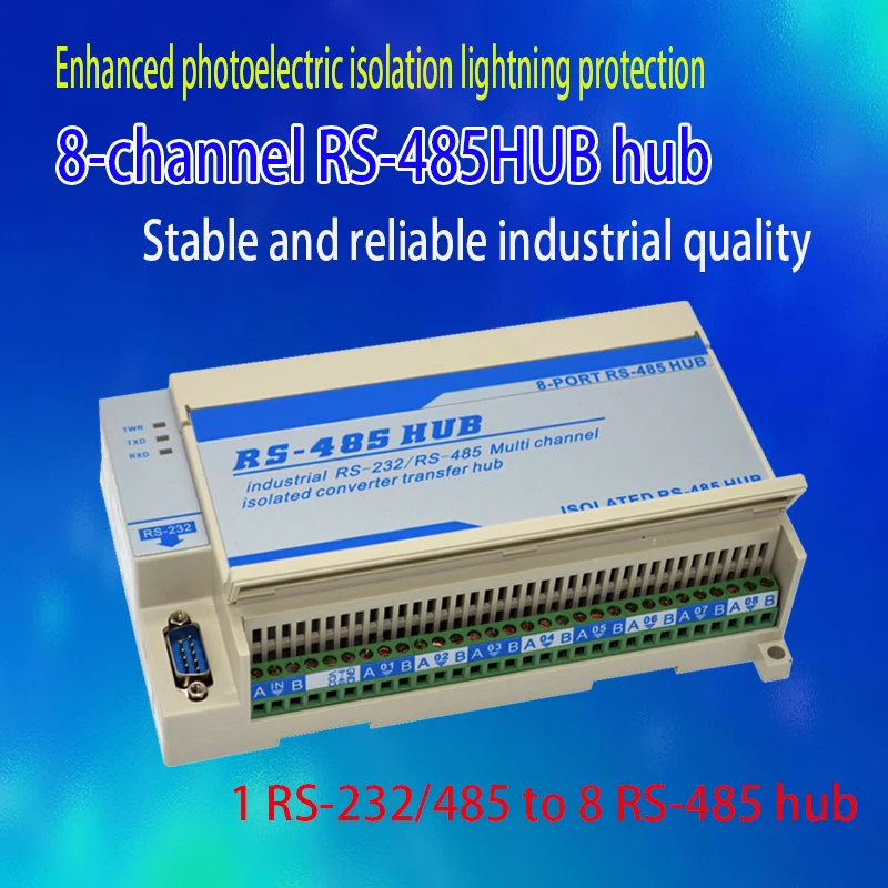 

Lightning protection isolation type two-way 8-way eight-port RS485 hub hub repeater sharer splitter splitter