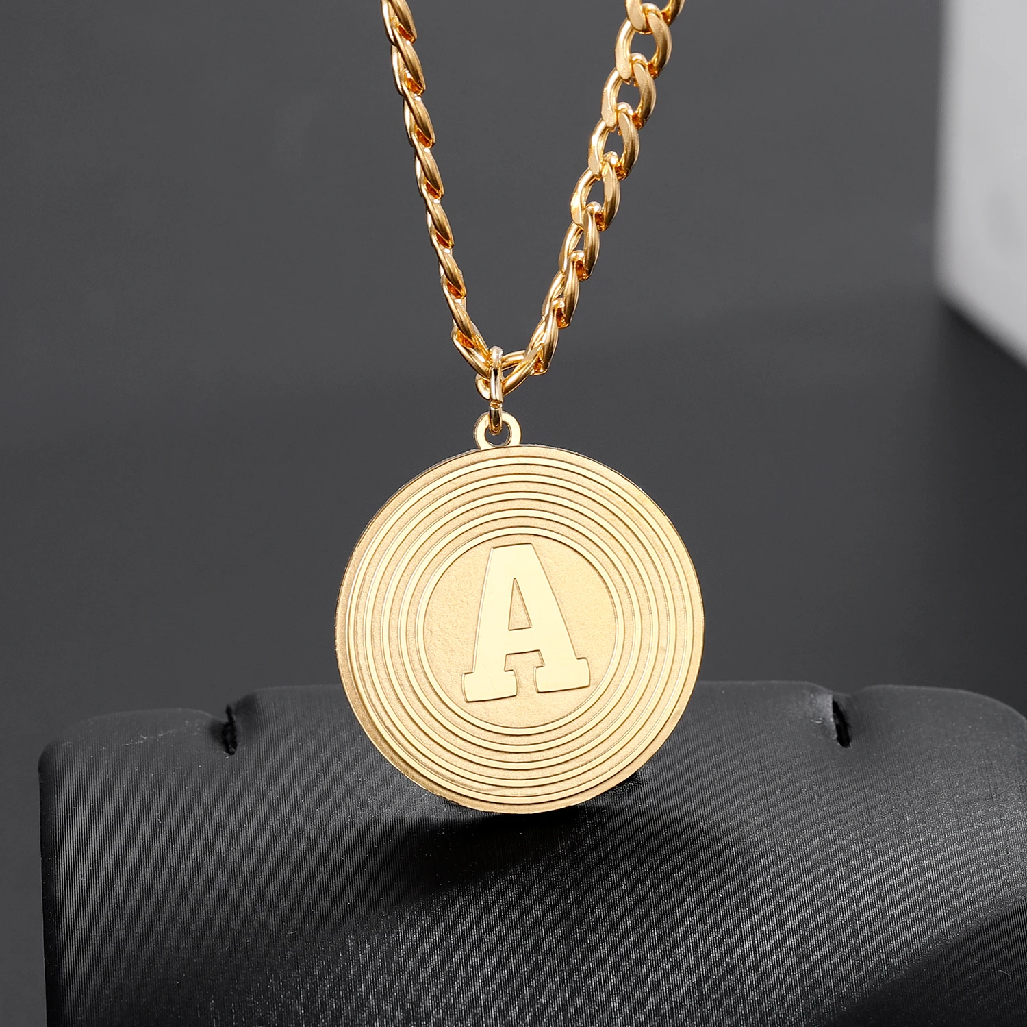 

Personalized Custom Cut Out Initial Disc Necklace Single Initial Necklace Stainless Steel Circle Z-A Letter Jewelry Gift for Mom