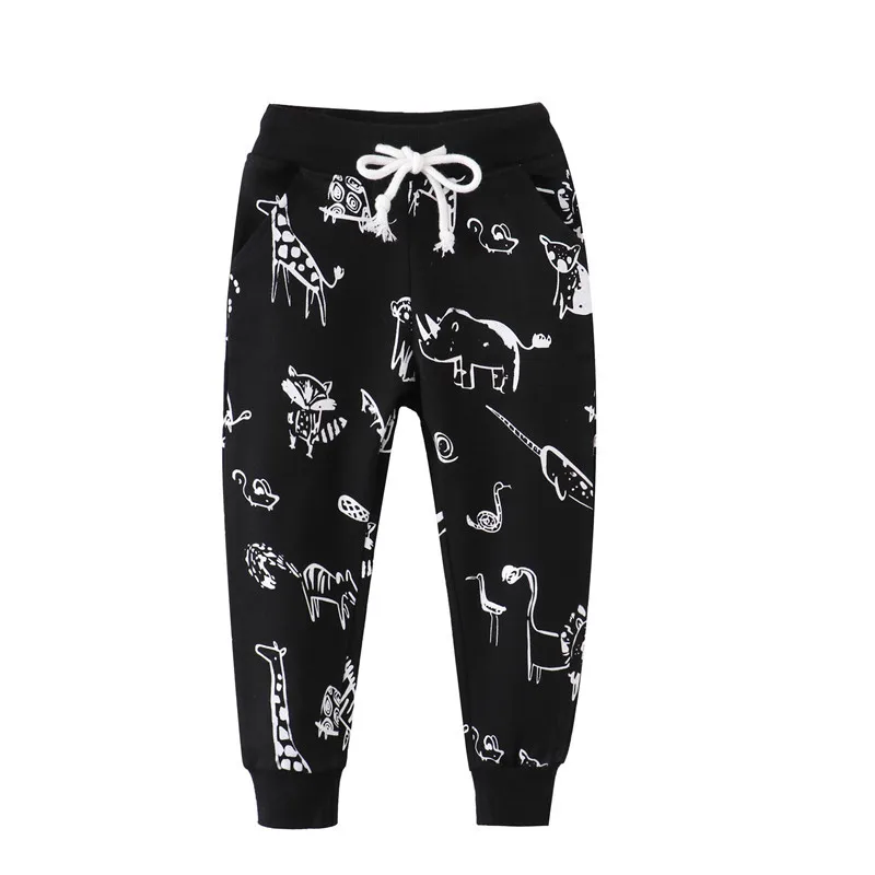 

Jumping Meters Animals Print Boys Girls Sweatpants Drawstring Full Length Trousers Pants Children's Cute Autumn Spring Pants