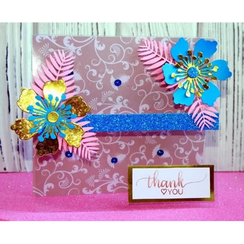 Bunnymoon Flower and Leaves Metal Cutting Dies Embossing Scrapbooking Stencil Craft Cut For DIY Card Handmade | Дом и сад