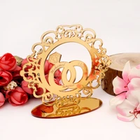 12cm personalized name acrylic mirror rings with hollow circle stand up wedding gift home decor for private word date