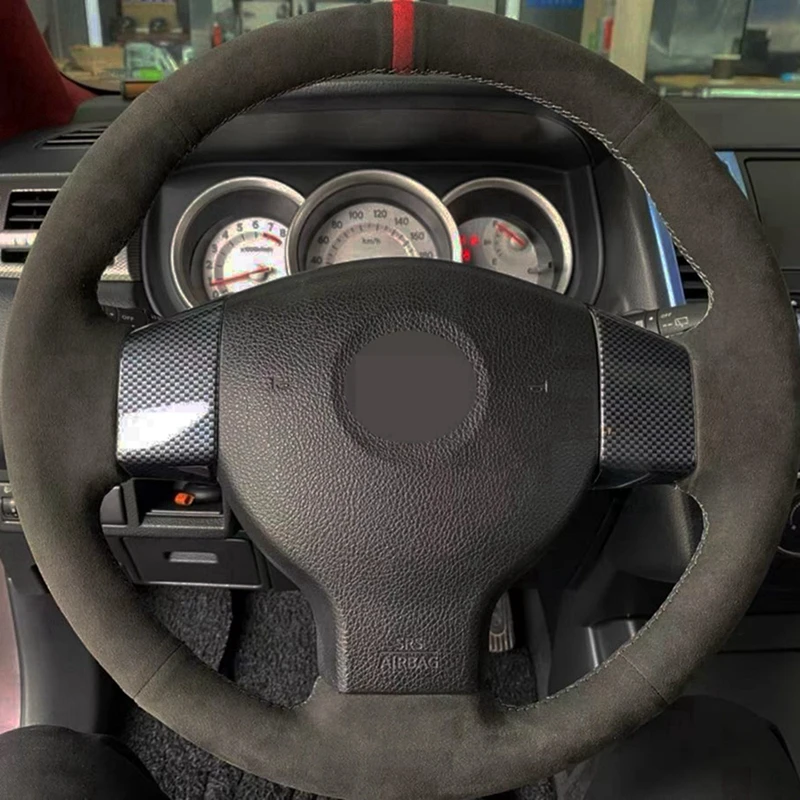 

Hand Sewing Car Steering Wheel Cover Black Suede Leather For Nissan Tiida 2004-2010 Sylphy 2006-2011 Versa 2007-2011 Versa Note