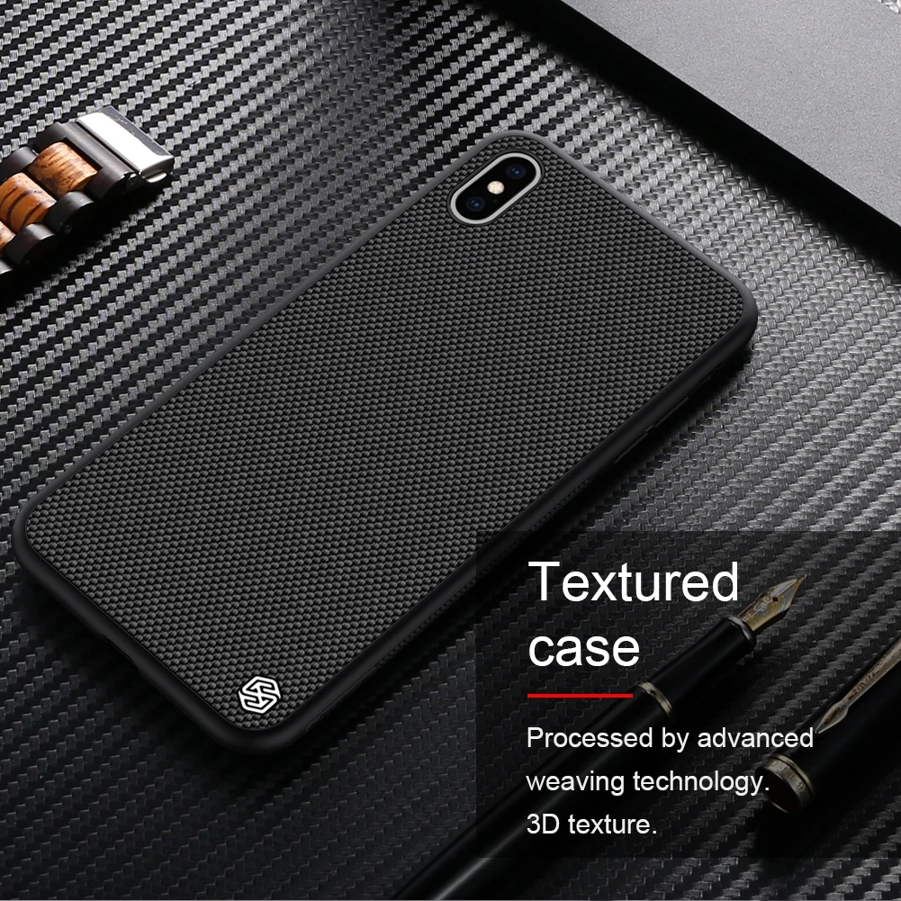 for iPhone Xr Xs Max X Case Nillkin Textured Nylon Fiber Durable Non-slip Soft TPU Shockproof Cover for Apple iPhoneX Funda Capa