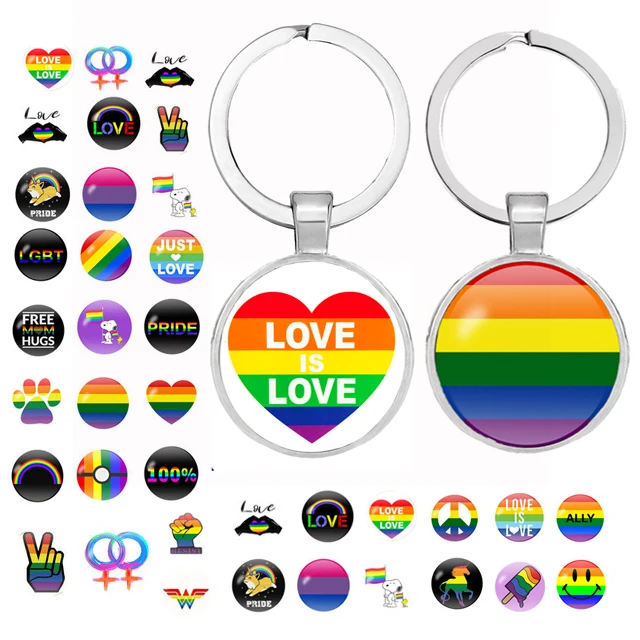 Флаги Радуга стеклянный купол на брелок Ретро геи ЛГБТ флаг ПРАЙД ключи
