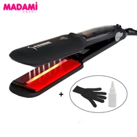 professional infrared steam hair iron ceramic tourmaline 2 inches wide plate straightener recover damged hair care flat irons
