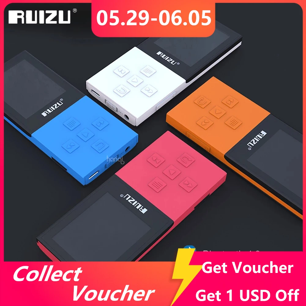 2017 Оригинальный спортивный MP3 плеер RUIZU X18 8G с Bluetooth диктофон без потерь FM радио 4 0