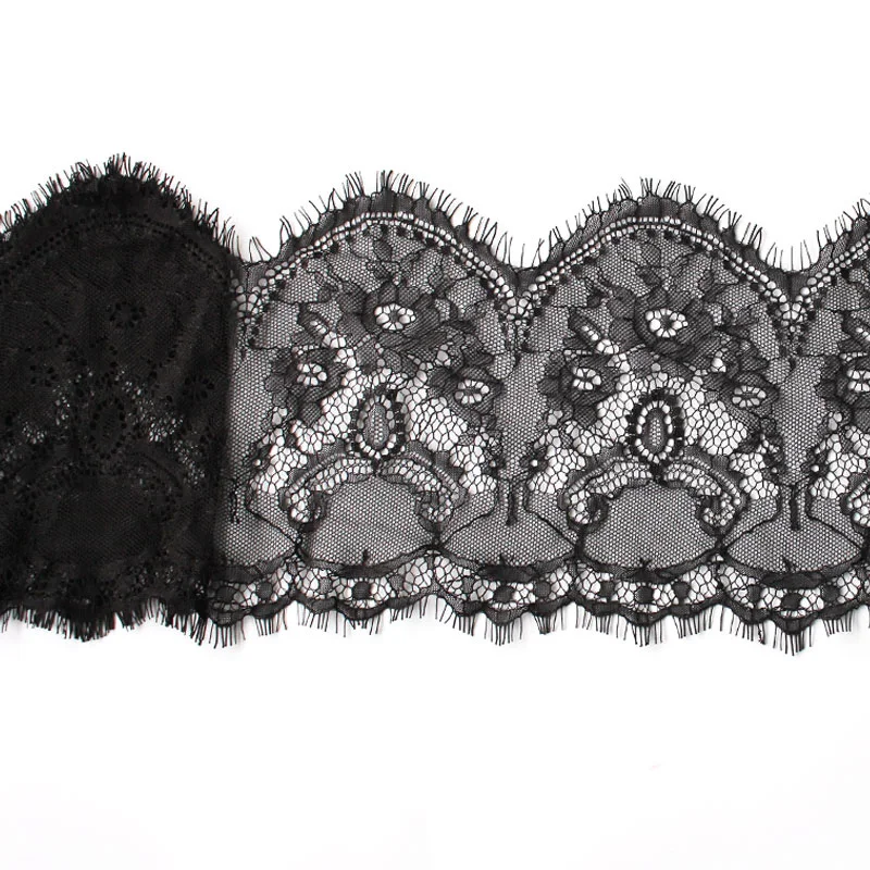 Бренд QJH 3 м/лот ширина 15 см черные ресницы кружевная отделка цветок односторонняя