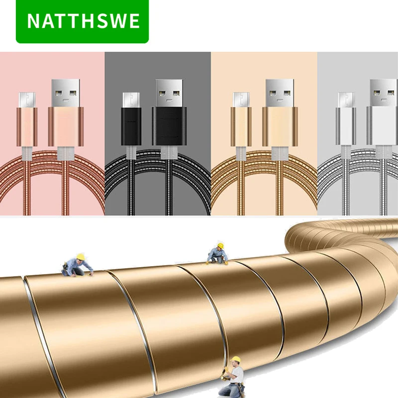 NATTHSWE type C USB Золотой Серебряный черный кабель для передачи данных нейлоновая