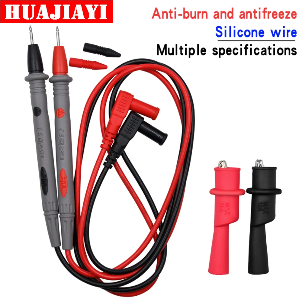 Новинка 1000 В 20А силиконовый пробник тестовый провод + зажимы типа крокодил зажим