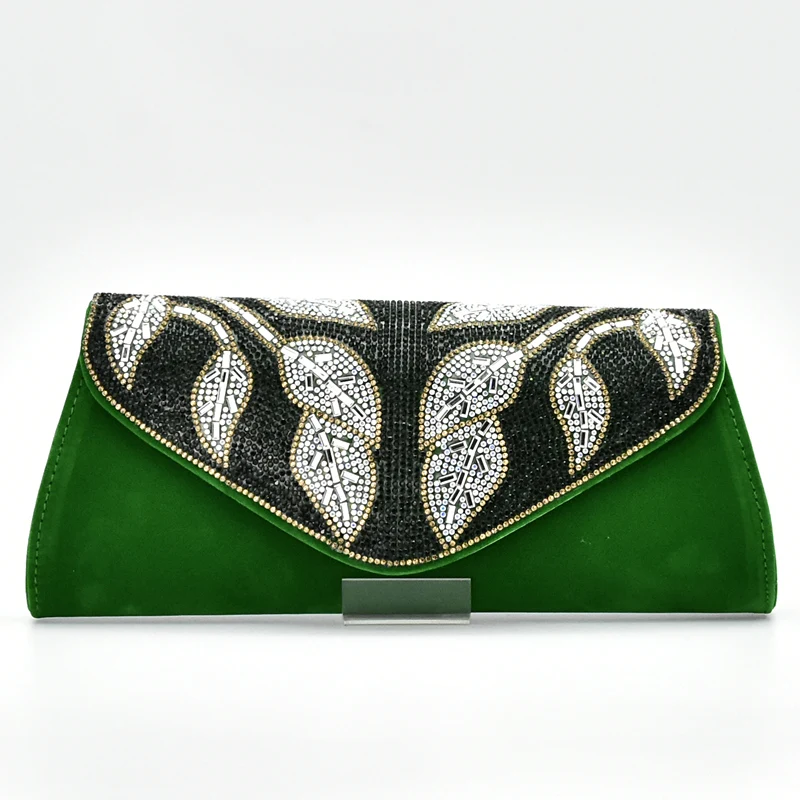Новейшая модель комплект из туфель и сумочки зеленого цвета в африканском стиле