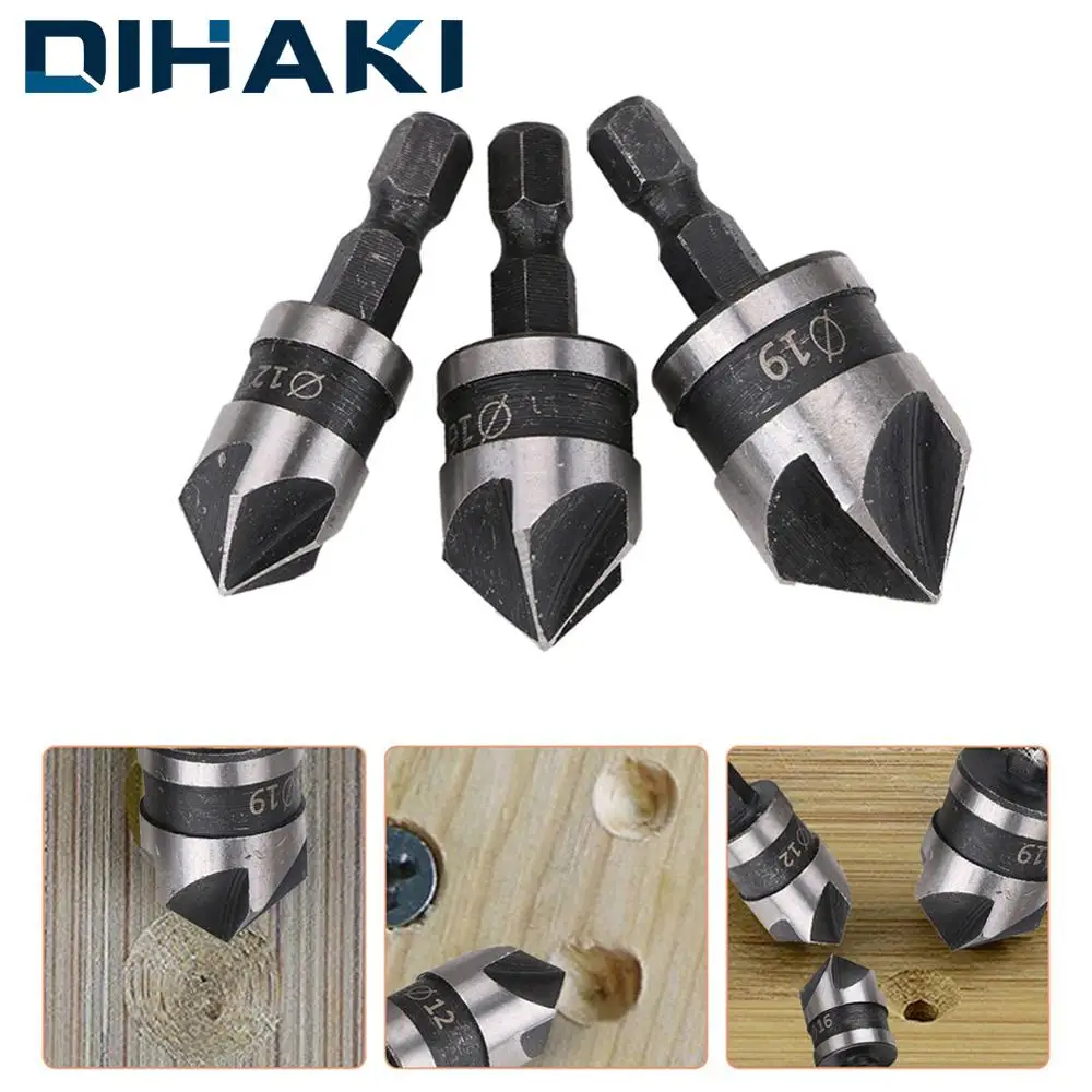 

Набор фрез для деревообработки, комплект из 3 насадок из высокоуглеродистой стали с 5 фрезами, 12 мм, 16 мм, 19 мм