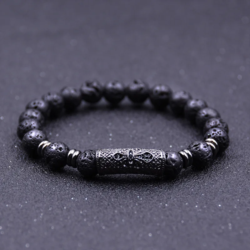 Популярный мужской браслет с перекрестными бусинами из натурального камня