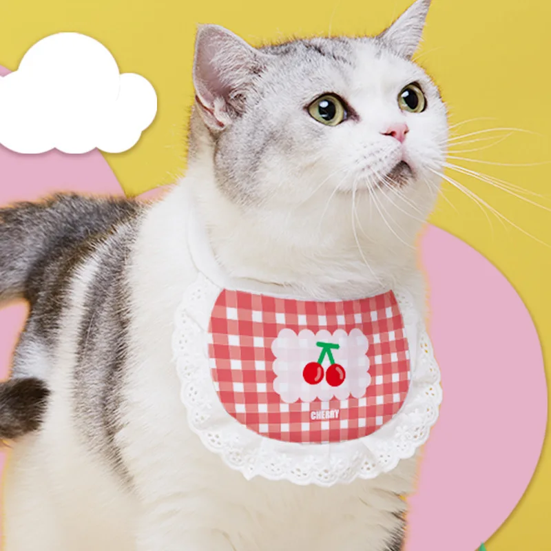 

Слюнявчик для домашних животных, слюнявчик, нагрудник, милый кружевной свадебный корейский стиль, аксессуары для маленьких собак, милый кос...