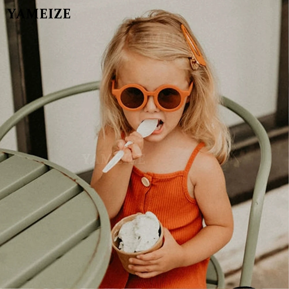 Модные круглые детские солнцезащитные очки YAMEIZE в стиле ретро для мальчиков и