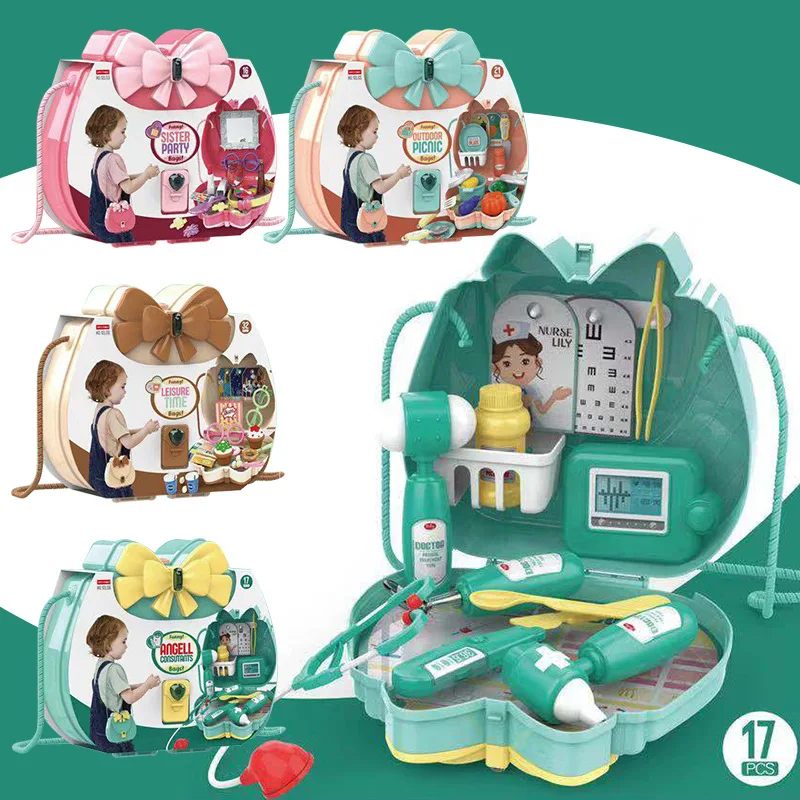 Children Simulation Kitchen Tableware Makeup Jewelry Candy Handbag Medical Tools Princess Makeup Play House Toys Girl Gifts