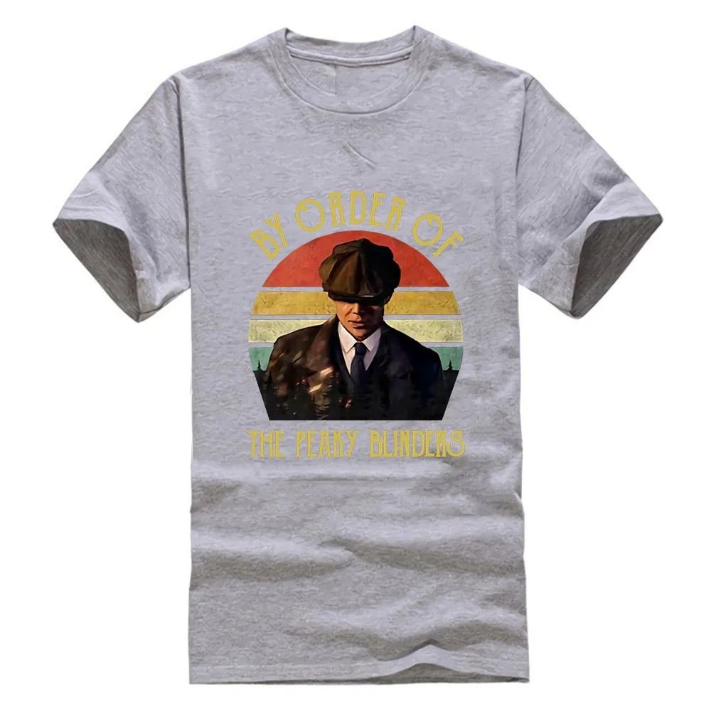 Arthur Shelby по заказу Peaky Blinders черная Хлопковая мужская S-6Xl Футболка с принтом на заказ - Цвет: Серый