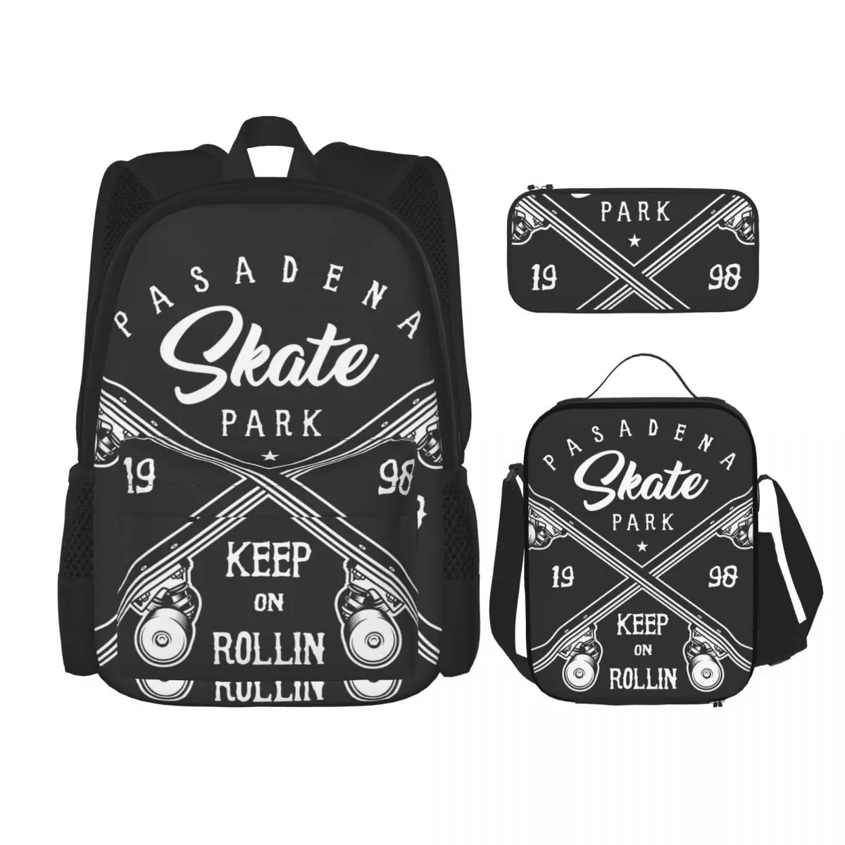 

Vintage Skateboarding Label School Bag Set for Teenagers Girls Boys Student Travel Book Bag Kids Mochila