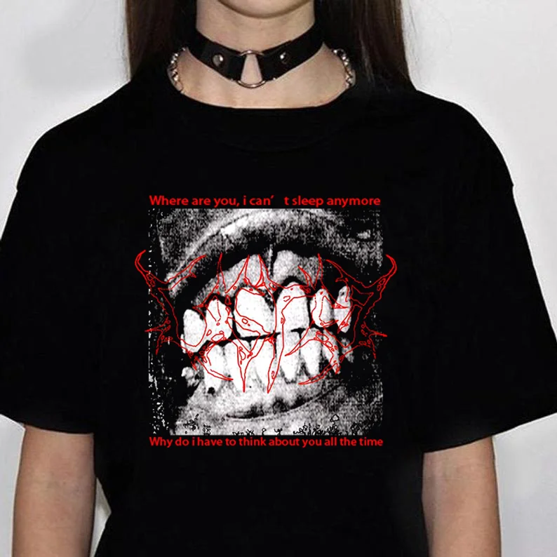 

Гатычная панк-свабодная футболка Harajuku Streetwear Letter Print Летнія жаночыя кароткія рукавы Паўсядзённае рэтра Жанчыны Tops