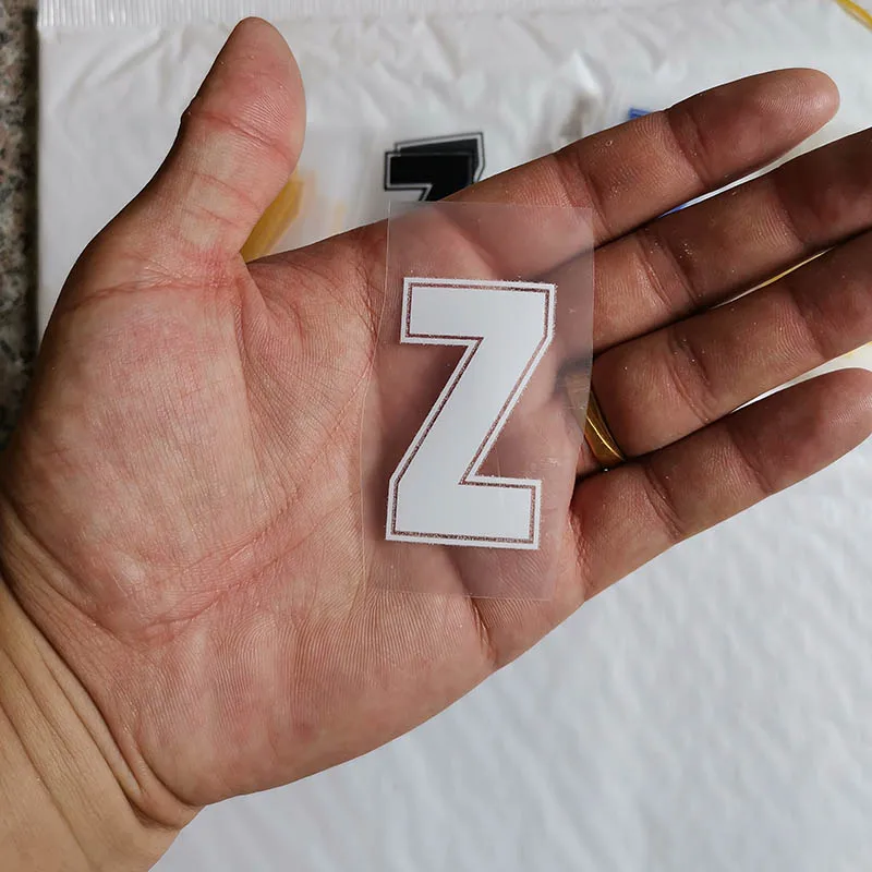 Z 5 см белый цвет буквы A-Z термонаклейки название Спортивная тканевая наклейка Горячая теплопередача DIY термоклейкие для одежды сумка обувь - Цвет: Z