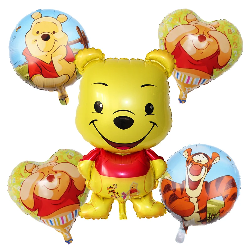 5 шт./компл. Винни воздушные шары мультяшный тигр медведь фольгированные животные